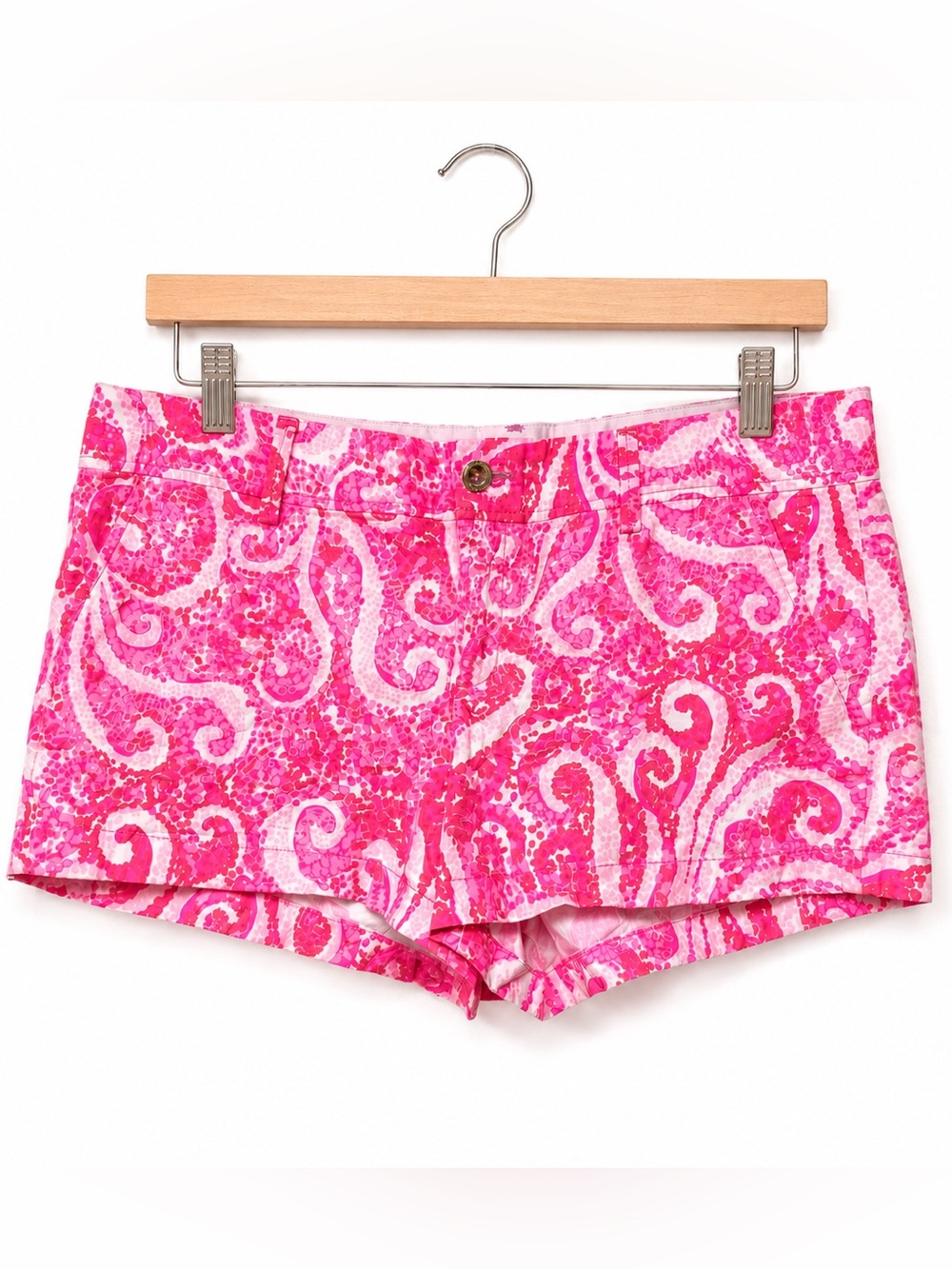 Lilly Pulitzer Walsh Shorts Pink Paisley Print Size 14 Cotton Summer Preppy